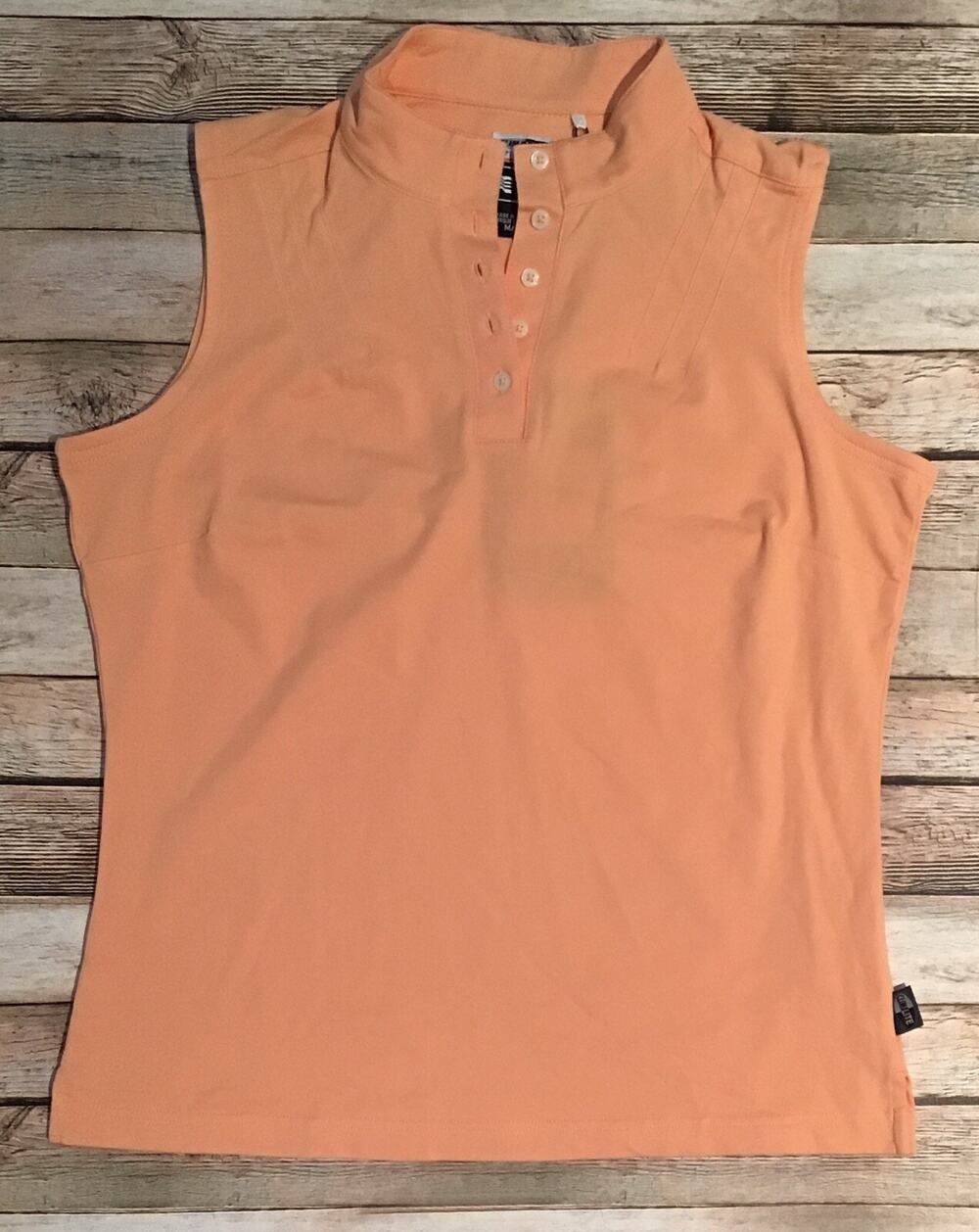 Adidas ClimaLite Womens Size M Light Orange 'Stretch' Sleeveless Polo NWT